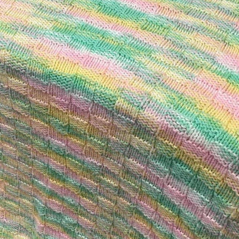 Handmade Green Pink Yellow Acrylic Yarn Crocheted Baby Blanket Afghan Throw