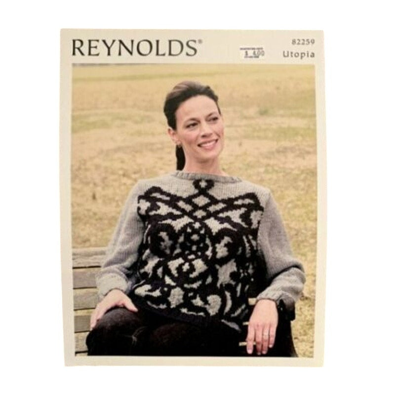New Reynolds Yarns 82259 Utopia Ironwork Pullover Sweater Knitting Pattern