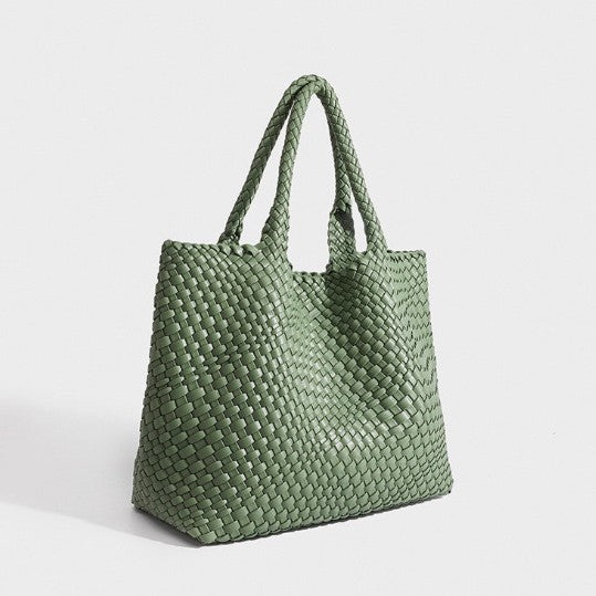 Handwoven Woven Shoulder Bag - Premium PU Leather Underarm Bag for Women