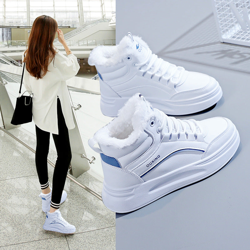 Women's Fleece-Lined High-Top Sneakers | Insulated Casual Winter Shoes
