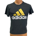 Adidas Logo Mens Small Black Gold PolyCotton Short Sleeve Crew Neck Tee Shirt