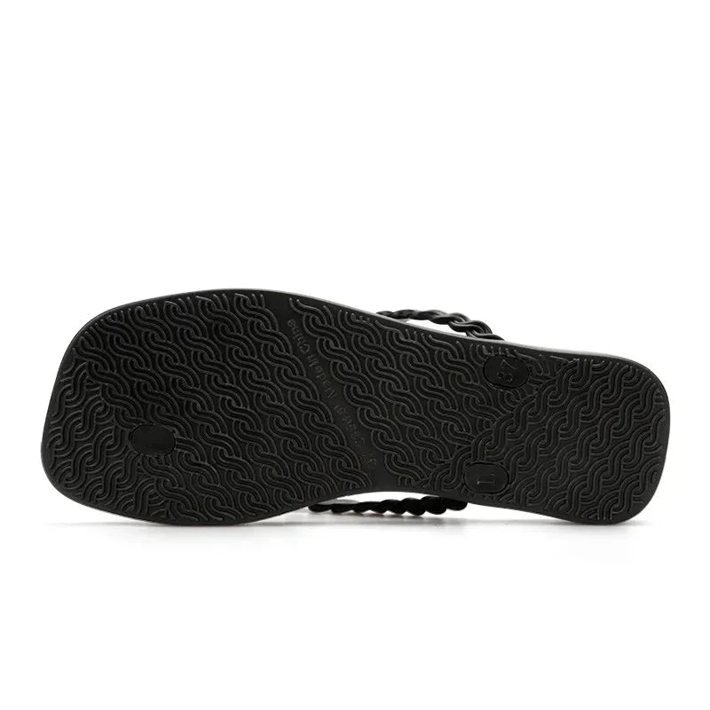 Braided Strap Beach Toe Post Slippers