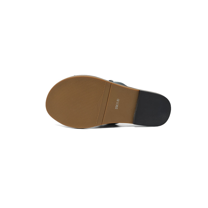 Women's Studded Leather Slide Sandals | Open Toe Flat Mules