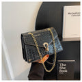 Crocodile-Print Chain Crossbody Bag