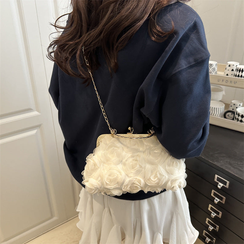 Rose Pattern Women's Crossbody Bag with Chain Strap | Chic Everyday Handbag