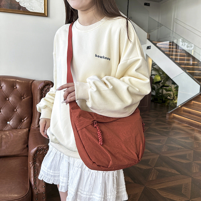 Korean-Style Lightweight Nylon Crossbody Shoulder Bag