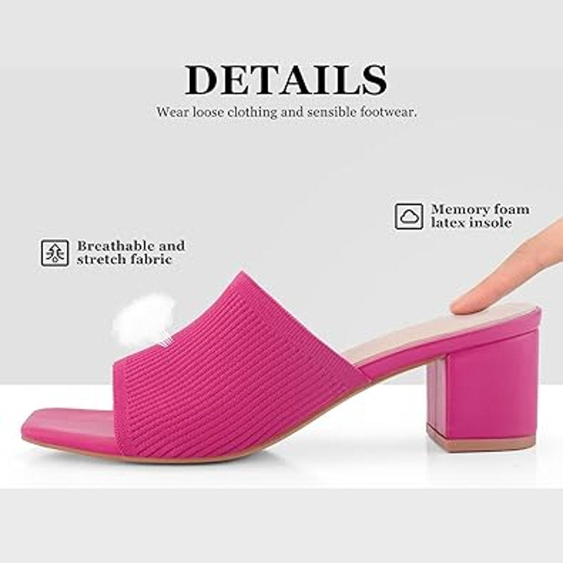 Shoe'N Tale Womens Size 11 Hot Pink 2.5" Heel Open Toe SlideOn Mule Sandal Shoes