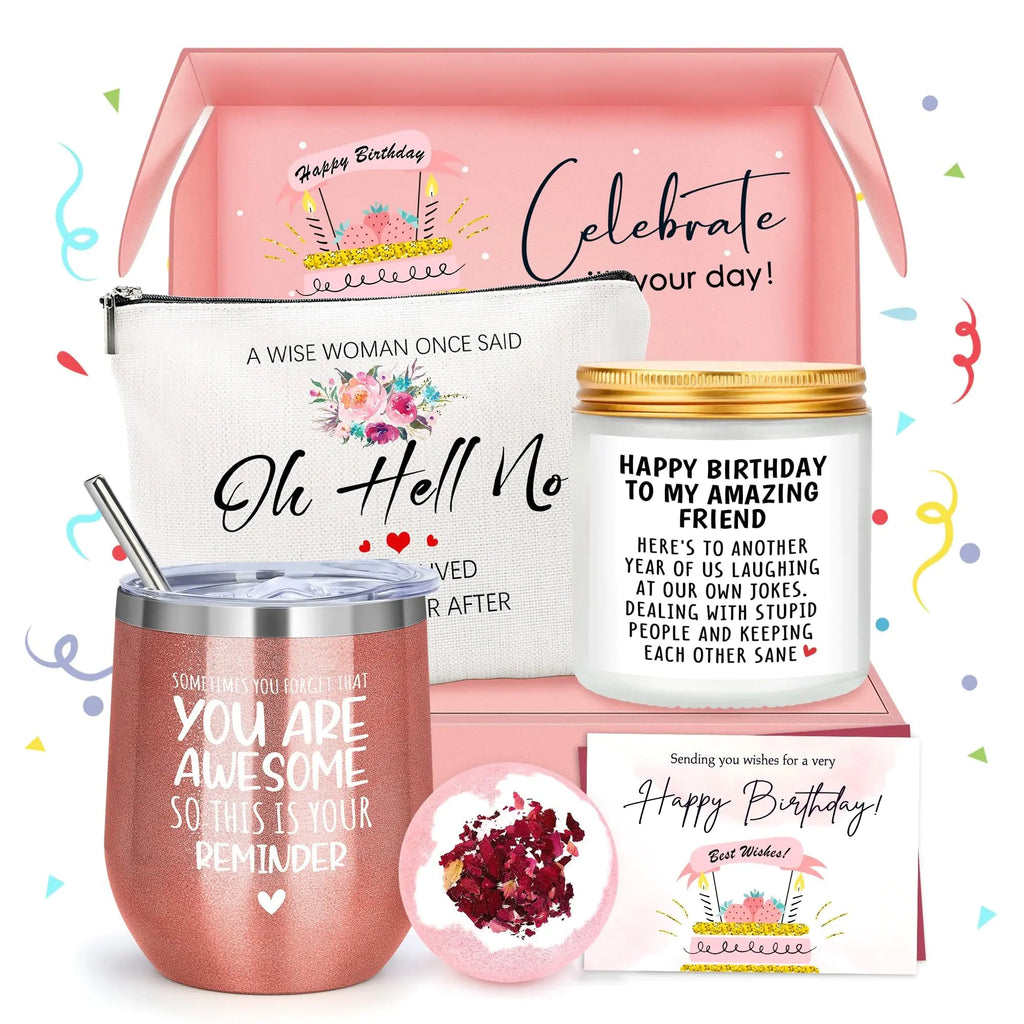 Tumbler, Candle, Makeup Bag & More | BFF Friendship Gift Set