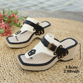 Chunky Heel Metal Buckle Sandals