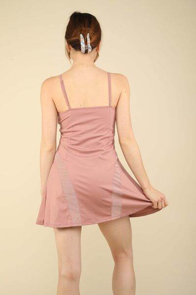 VERY J Mesh Detail Tennis Mini Active Dress with Shorts Inside