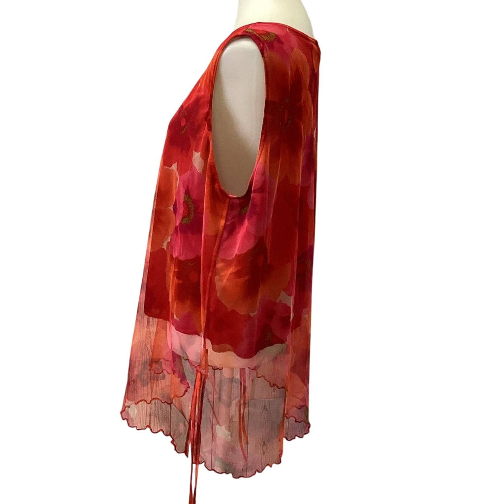 Jamie Nicole Collection Size 24 XL Red Layered Sleeveless Flowy Blouse Back Ties