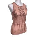 Krizia Womens Size 10 Sleeveless Pink Crew Neck Sheer Sequin Beaded Tank Top