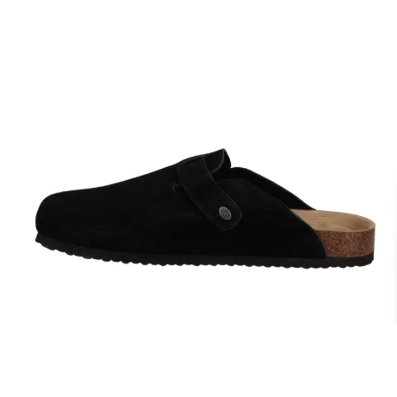 New In Box Khombu Mens Size 9 Black Faux Suede Damian Cork Slide On Mule Shoes