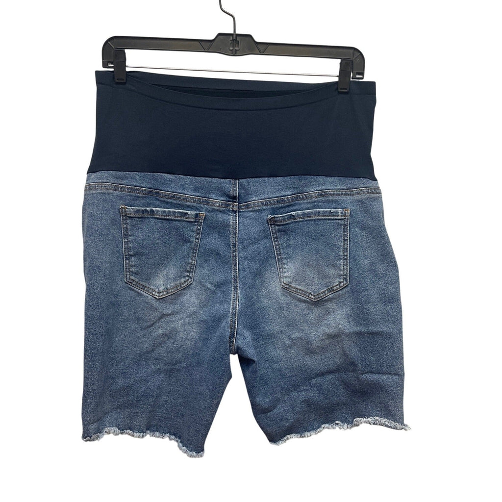 Time and Tru Maternity XL Stretchy Belly Panel Cutoff Denim Blue Jean Shorts
