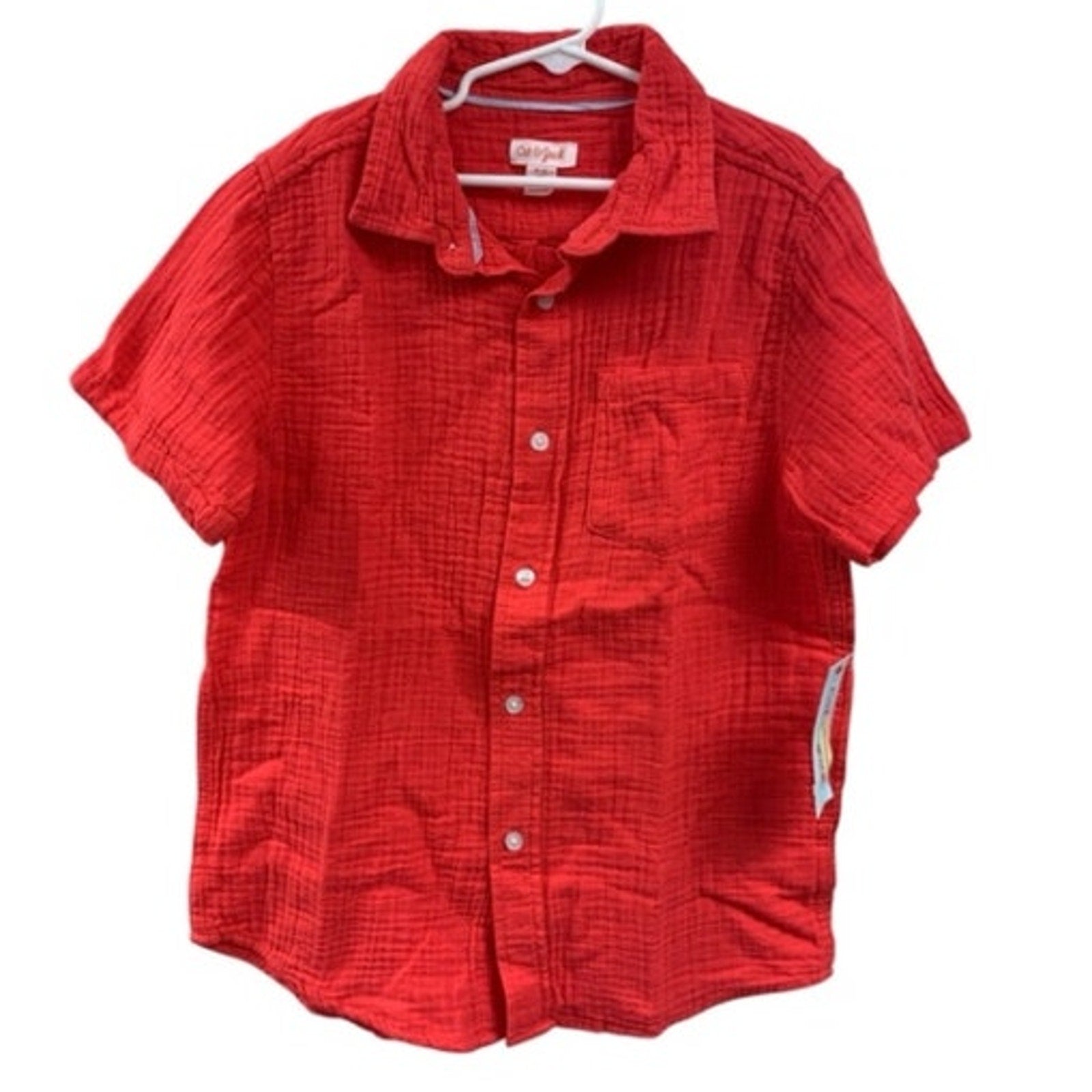 2 New Cat & Jack Boys Large (10-12) Short Sleeve Floral Melon Button Up Shirts