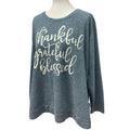 Thankful Grateful Blessed Womens 2X Holiday Time Long Sleeve Crew Neck Sweater