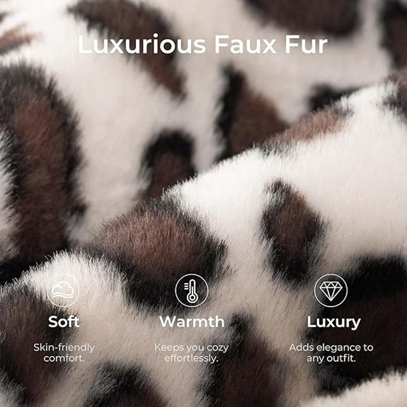 New Snug Leaves Womens 7/8 White Brown Leopard Spot Fuzzy Memory Foam Slippers