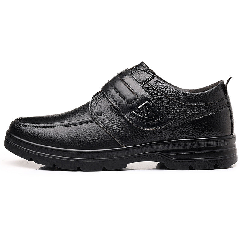 Premium British Leather Slip-On Casual Shoes for Men - Full Grain Cowhide with Soft Rubber Sole