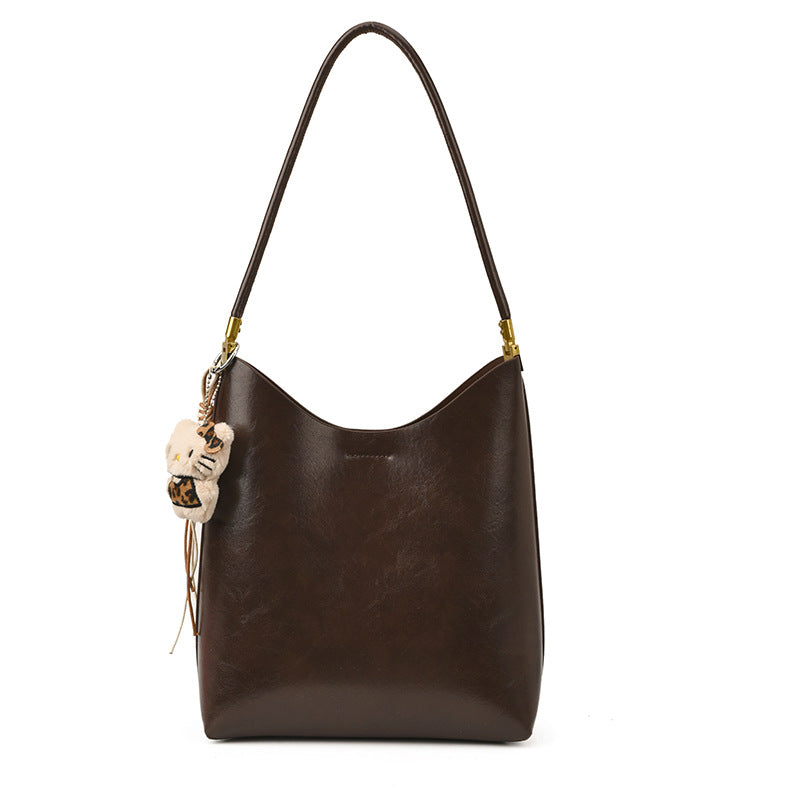 Women's Vintage High-Capacity PU Leather Tote Bag with Double Straps