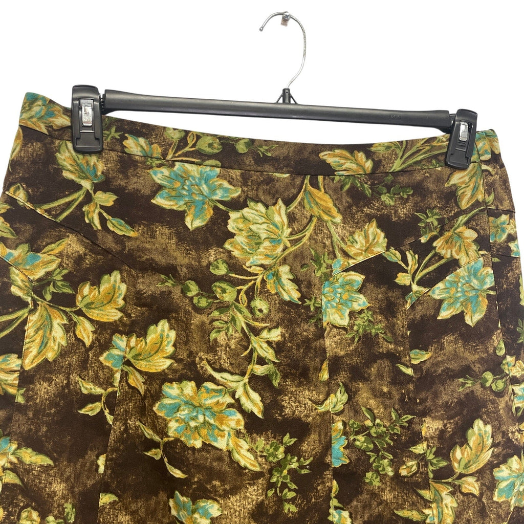 Requirements Womens XL Fit & Flare Floral 100% Polyester Elastic Back Midi Skirt