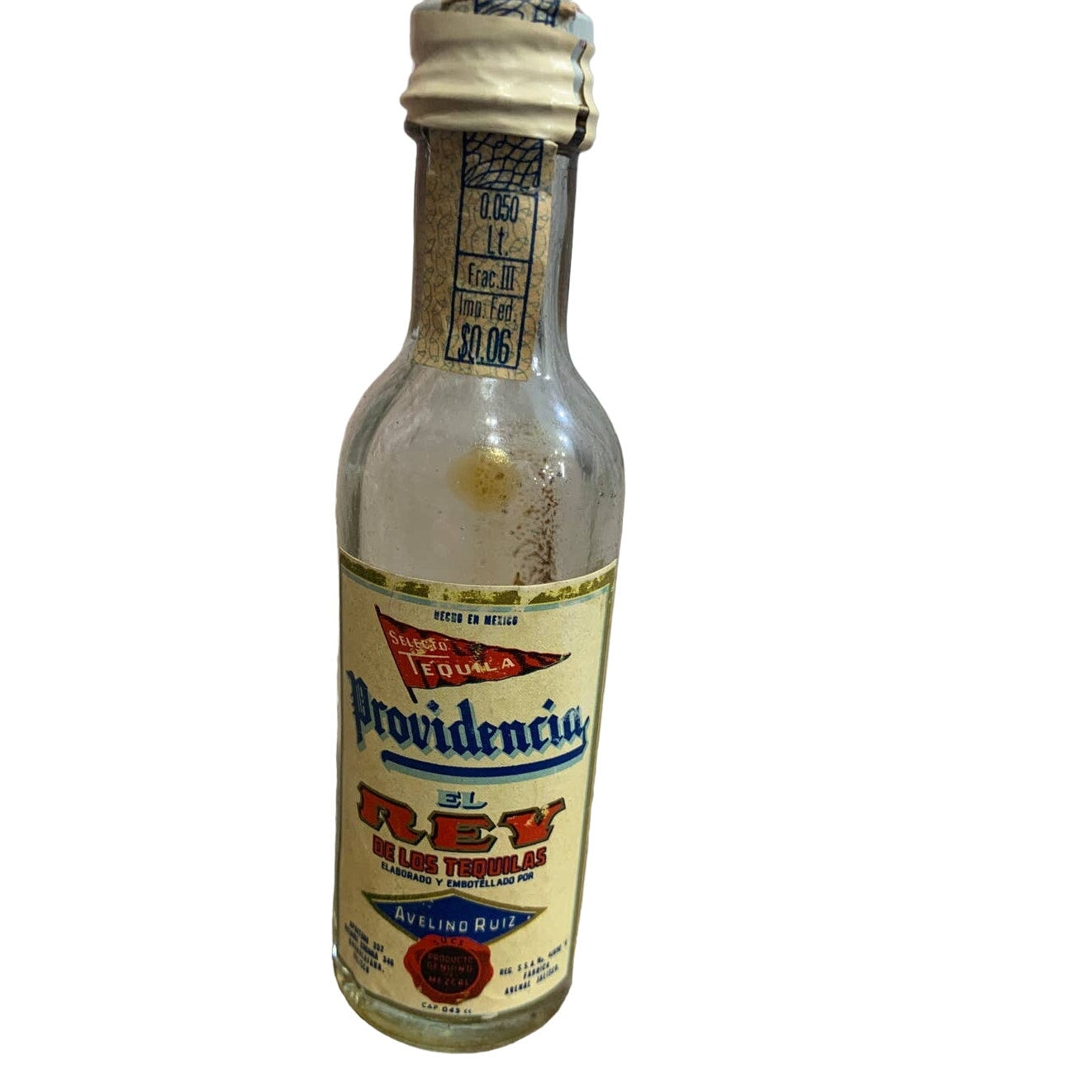 Vintage Providencia El Ray Tequila Empty Unopened Single Serve Beverage Bottle