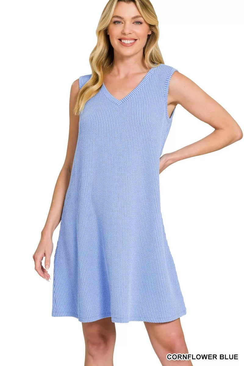 Zenana Raised Rib Sleeveless Mini Dress