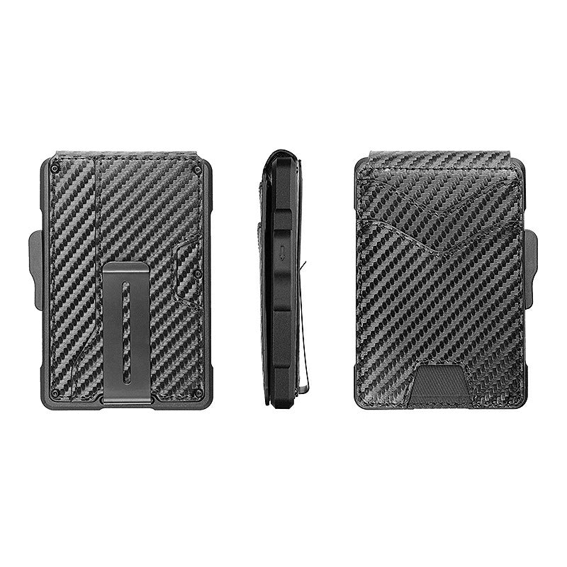 Men's Genuine Leather Card Holder with Metal Details - Slim Wallet