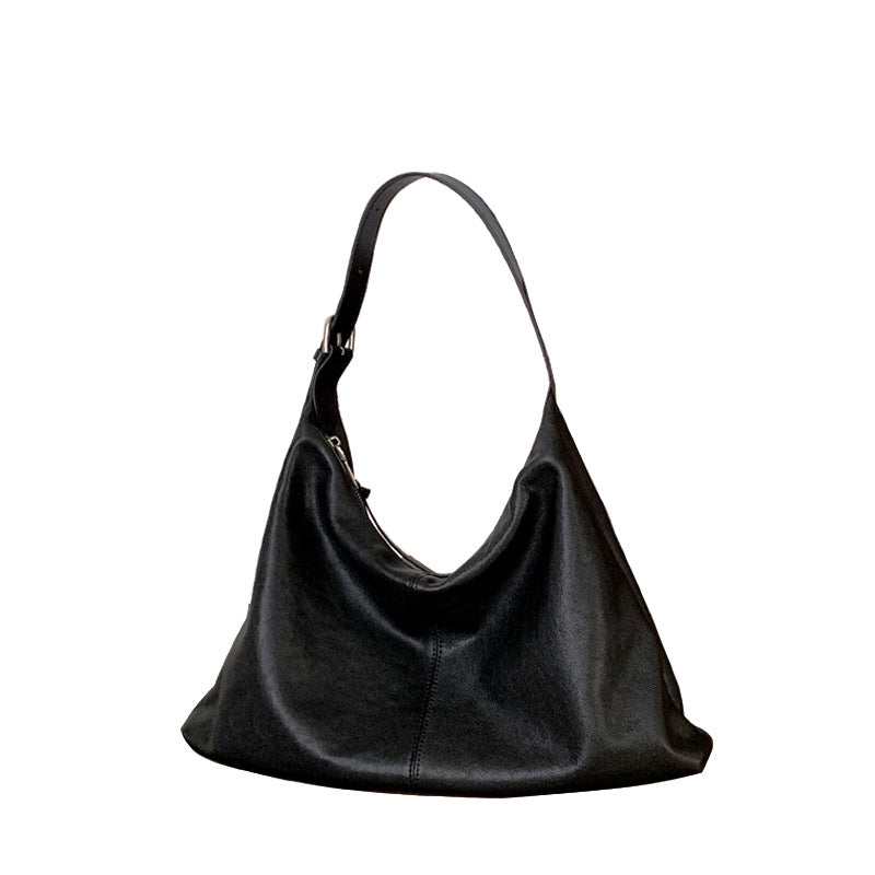 Genuine Full-Grain Cowhide Leather Shoulder Tote Bag – Soft Structured Women's Handbag