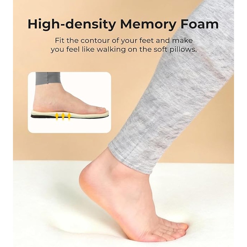 New HomeTop Womens Size 7/8 White Fuzzy Curly Fur Memory Foam Loafer Slippers