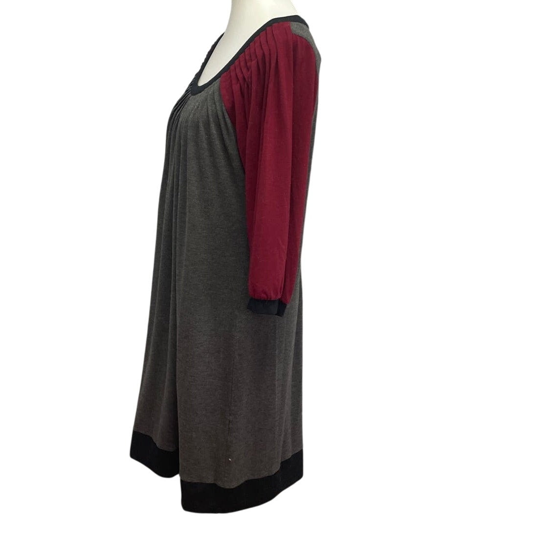 Dress Barn Womens Plus SIze 16 Long Sleeve Scoop Neck Cotton Blend T Shirt Dress