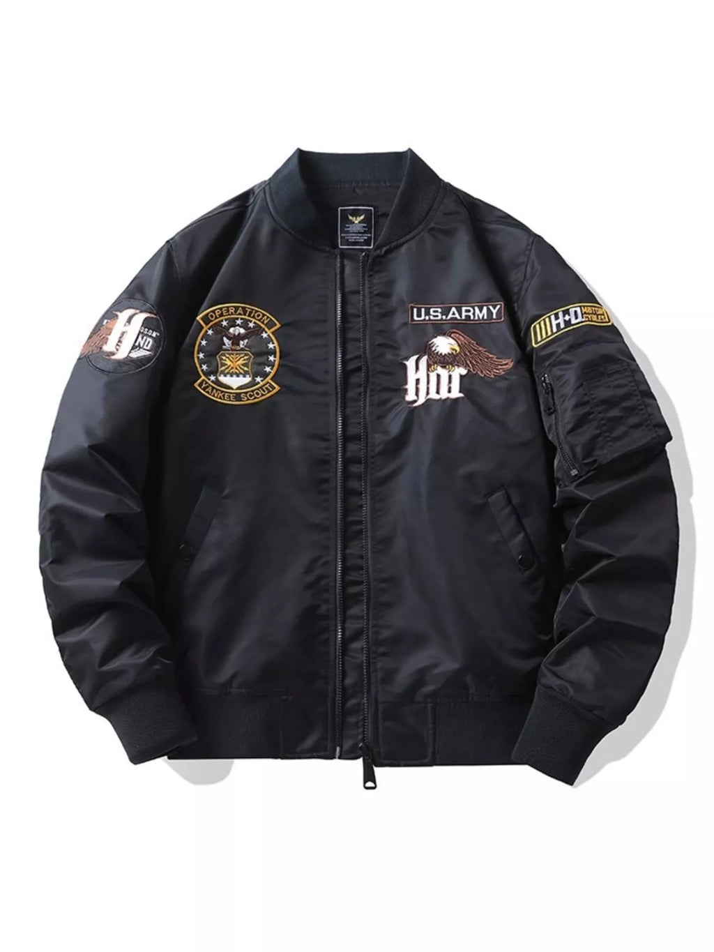 Embroidered Plus Size Bomber Jacket