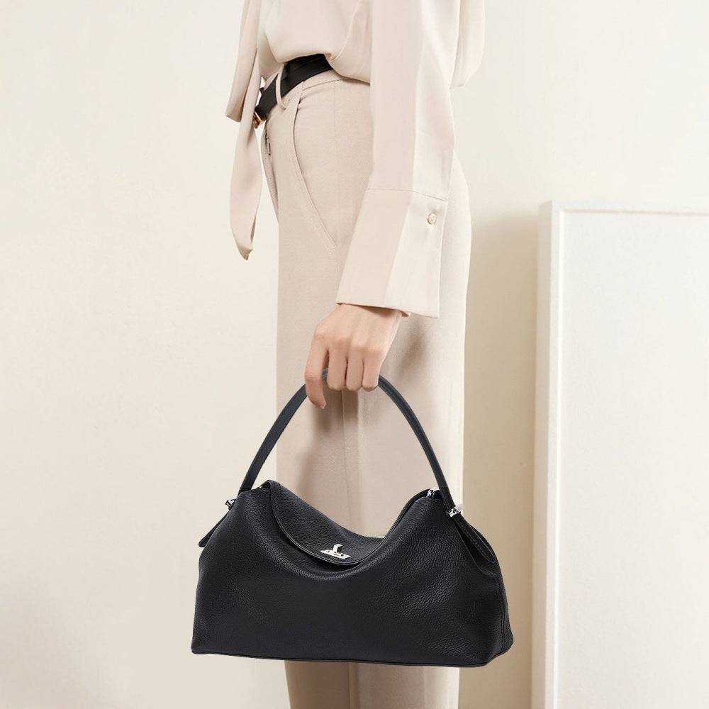 Premium Full-Grain Leather Tote Bag for Women - Office & Work Handbag with Multiple Compartments