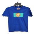 New Hand Printed Upcycled Kids XS Colorblock Flower Short Sleeve PolyCotton Tee