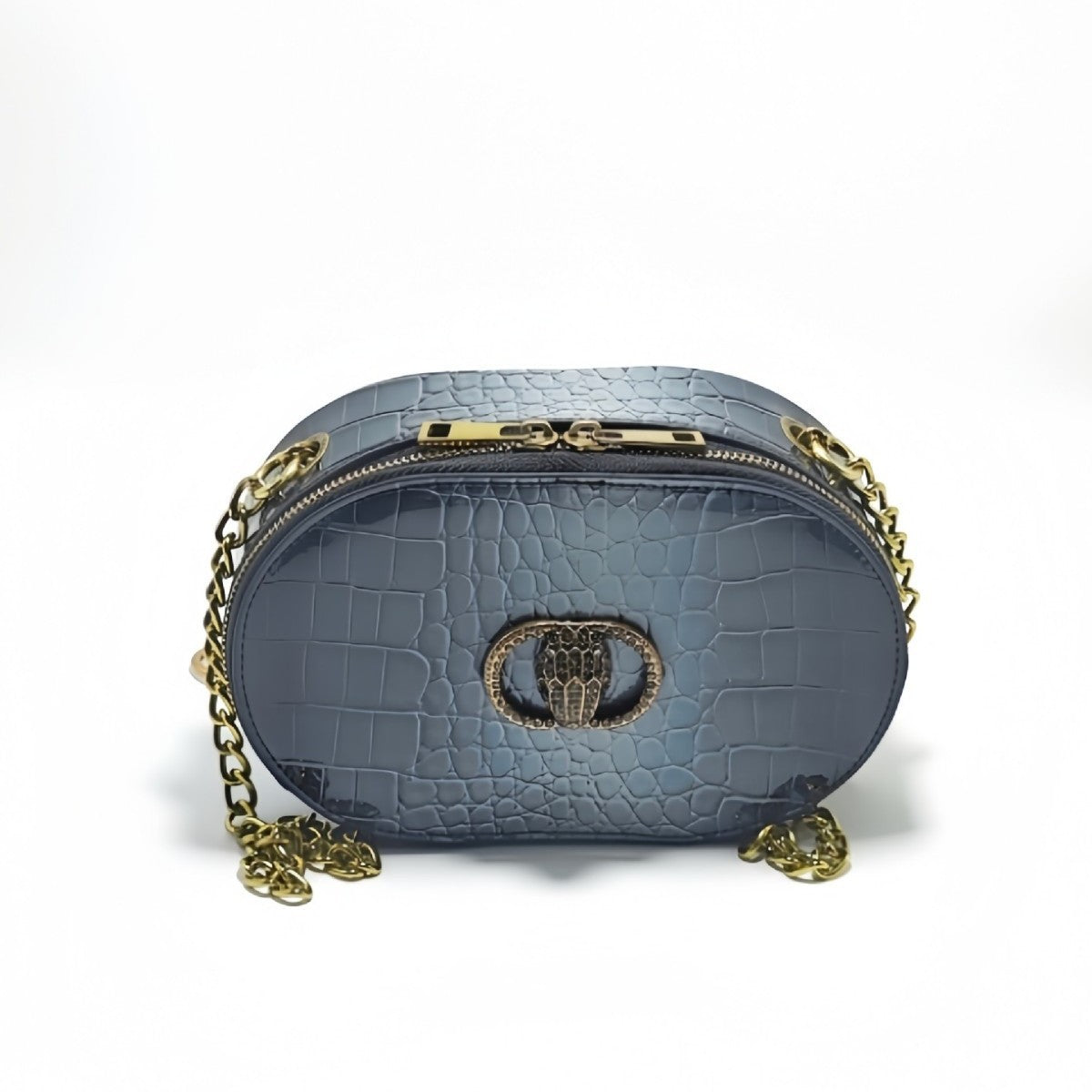 Women's Patent Leather Crossbody Bag - Compact Shoulder Bag with Adjustable Strap