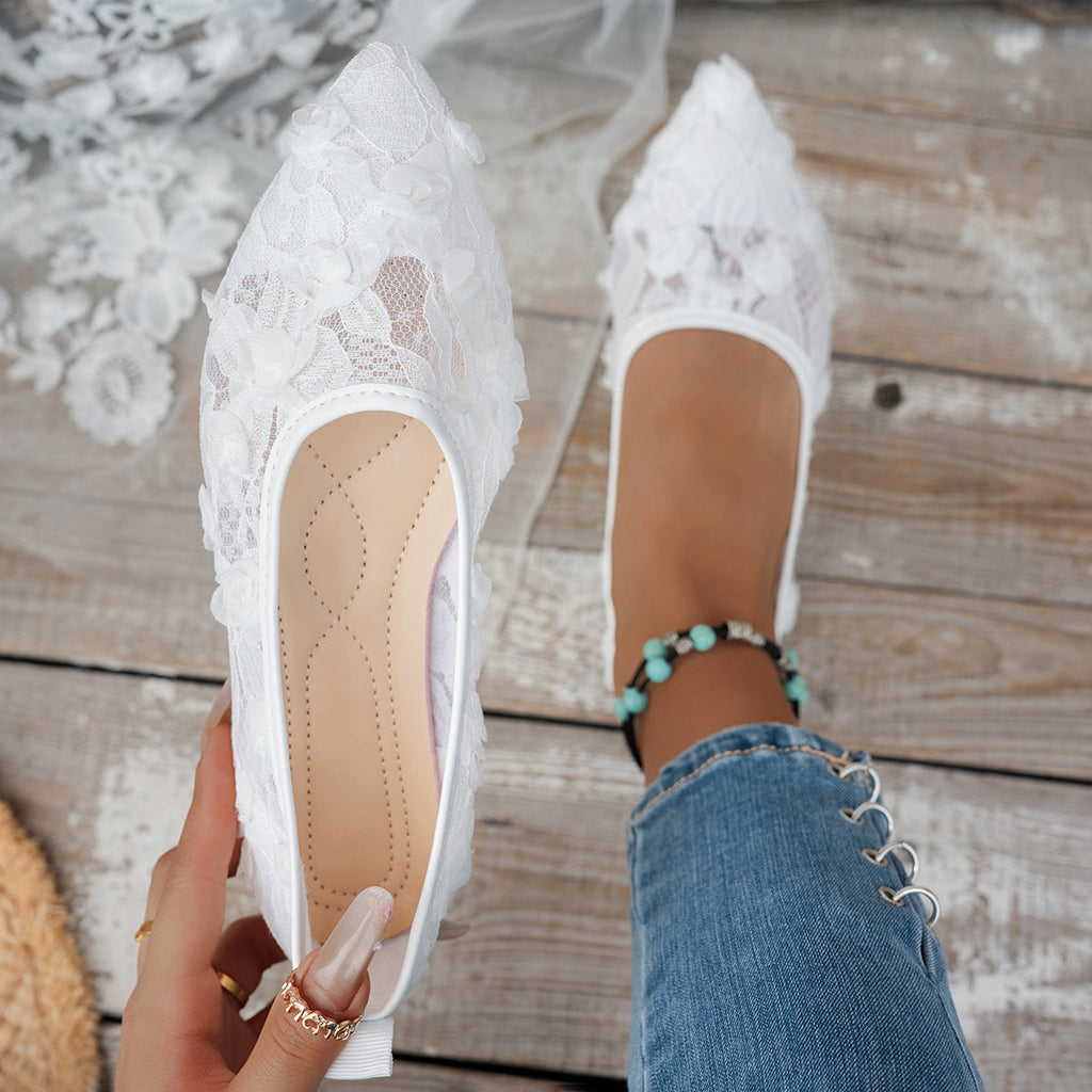 Women's Floral Pointed-Toe Flat Loafers - Slip-On Casual Shoes