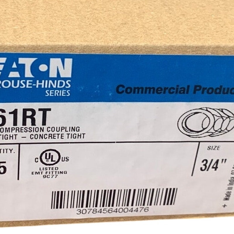 5 New Open Box Eaton 3/4" 661RT EMT Compression Couplings Concrete Rain Tight