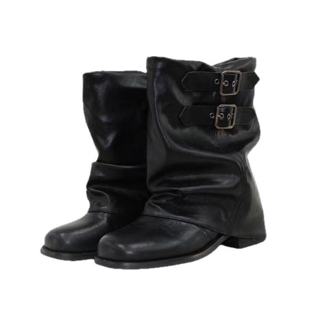 Women's Bow-Tie Ankle Boots | Niche-Design Wide-Calf Soft-Soled Chunky Heel | Korean Style