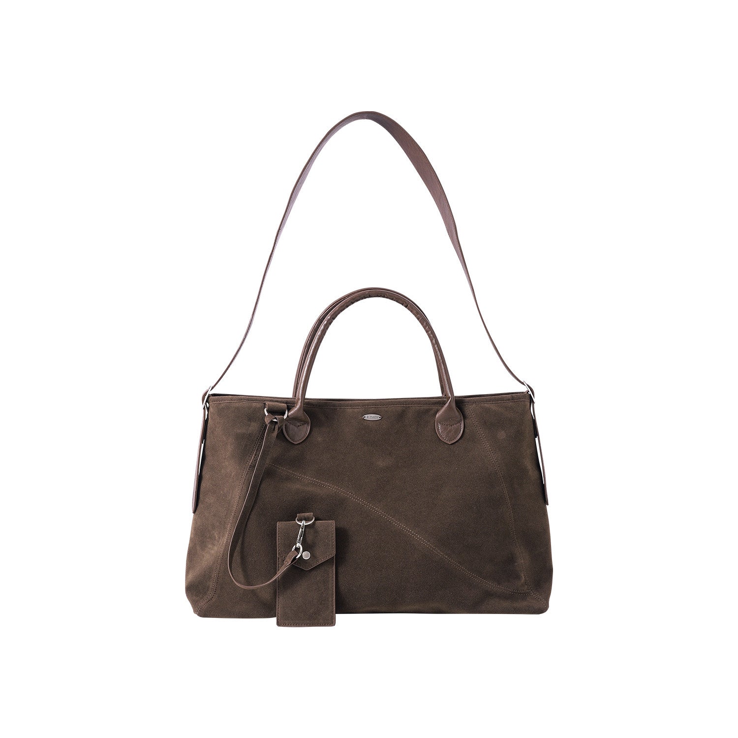 Premium Suede Travel Tote Bag - Diagonal Shoulder Handbag Brown