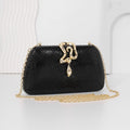 Snake-Print Evening Tote Bag - Elegant Chain Shoulder Handbag for Women