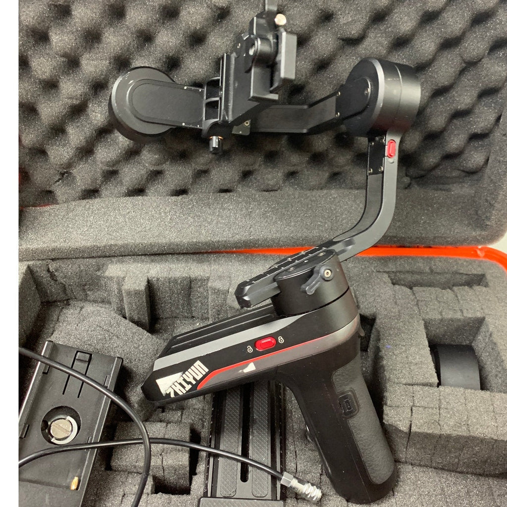 Zhiyun 3-Axis Gimbal Stabilizer w Lens in Hard Orange Travel Case w Handle