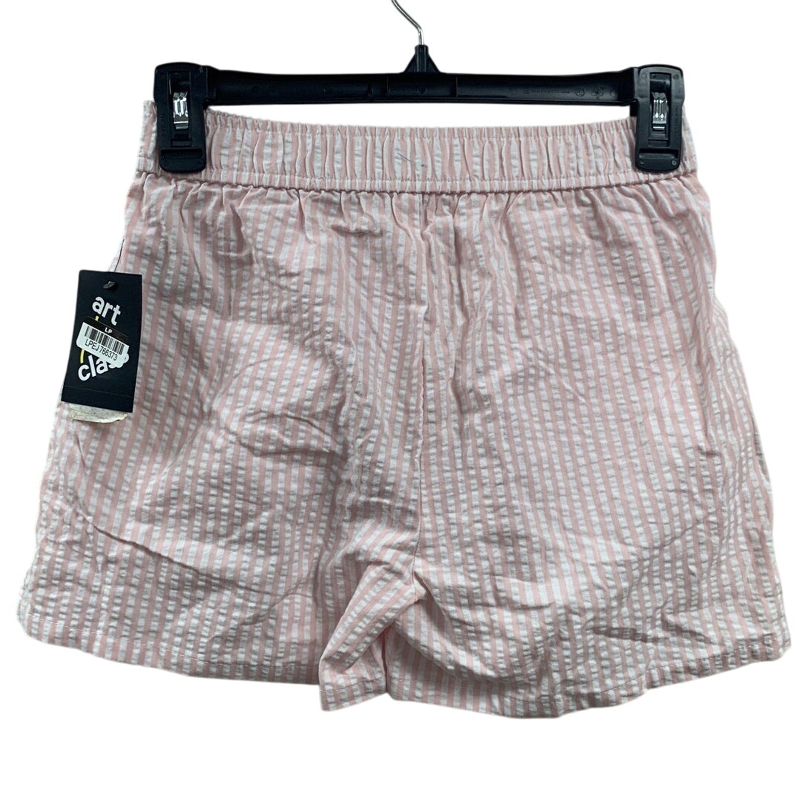 New Art Class Girls Large (10/12) Pink And White Stripe Seersucker Shorts