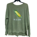Upcycled Hand Printed Womens 3XL Me So Corny Corn Veggie Long Sleeve Sweatshirt