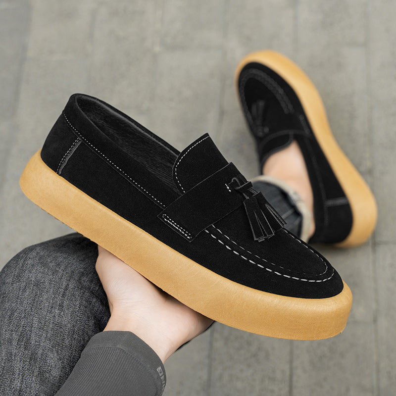 Men's British Style Derby Loafers – Suede Slip-On Casual Shoes