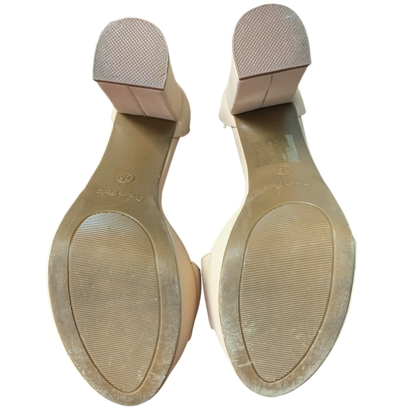 Dream Pairs Womens 7.5 Tan 4.5" Block Heel Open Toe Ankle Strap Sandal Shoes