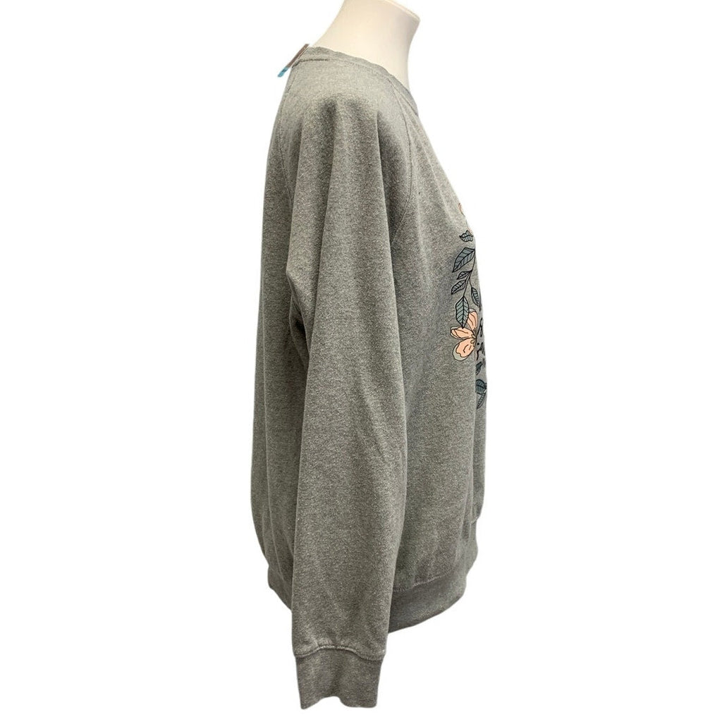 Hand Printed Upcycled Womens Large He Is Not Here Jesus Has Risen Sweatshirt