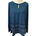 Dana Buchman XL Long Sleeve Polyester Blend Geometric Pattern Blouse Top