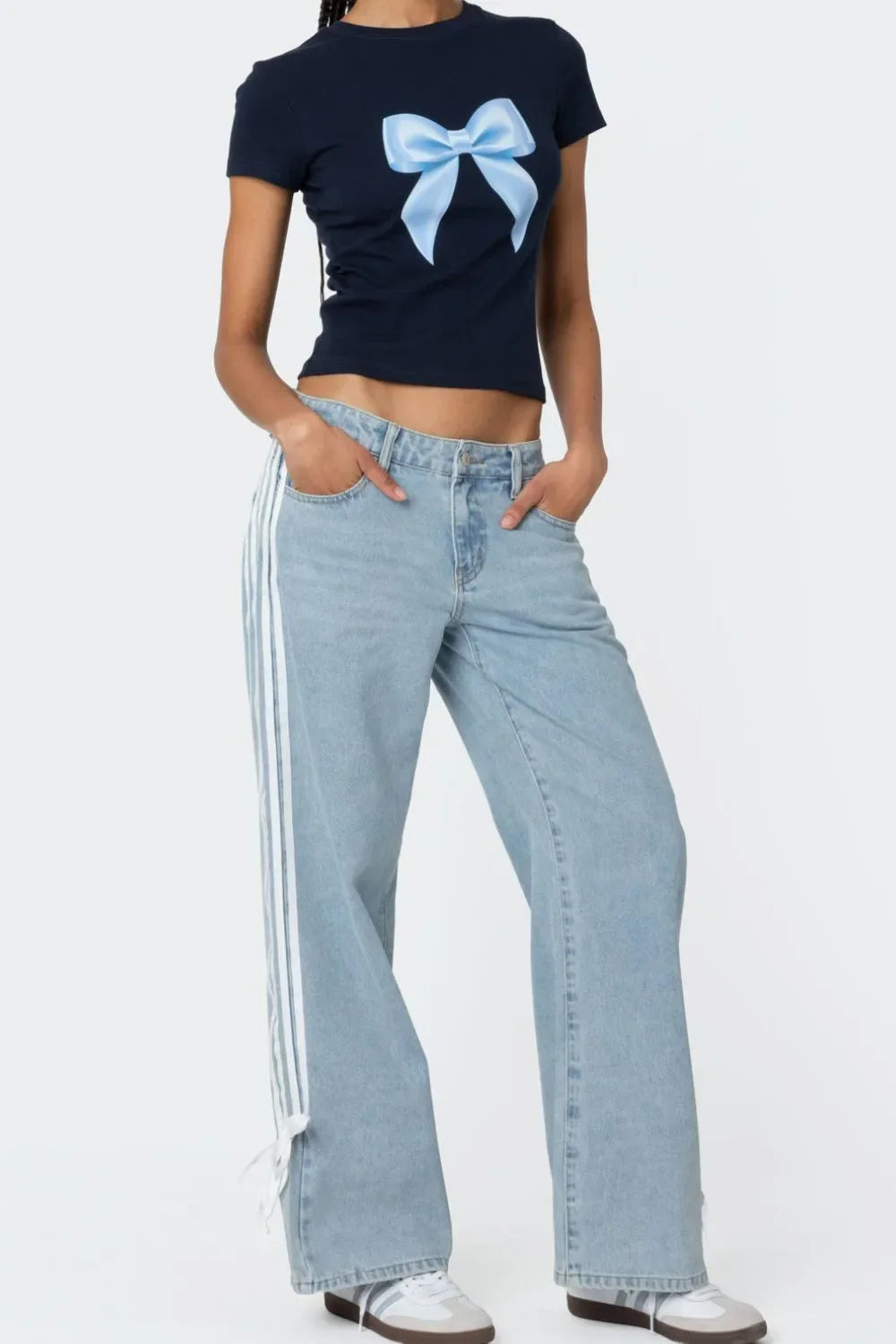 Side Striped Loose Fit Jeans
