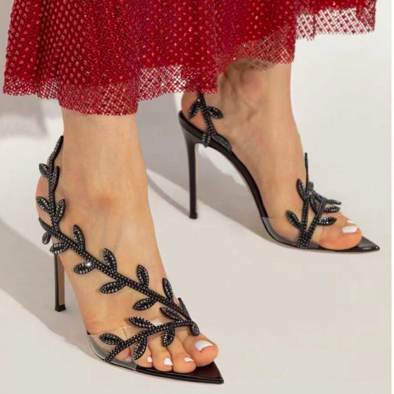 Women's Pointed Toe Stiletto Heels | Microfiber High Heel Sandals