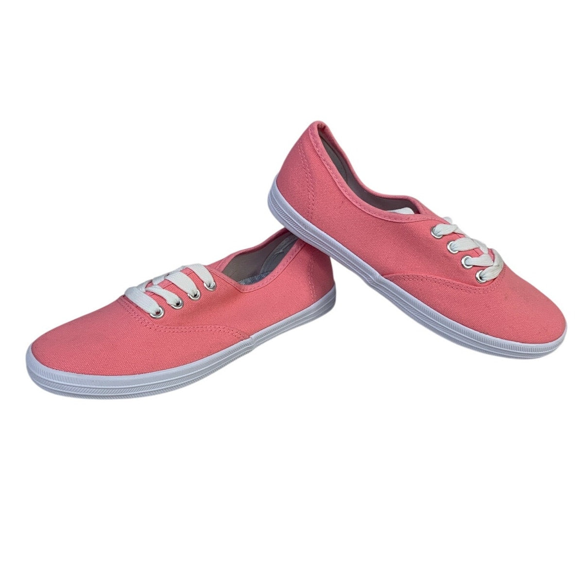 Womens Size 6 Pink Sneaker Lace Up Low Top Closed Round Toe Canvas Shoes