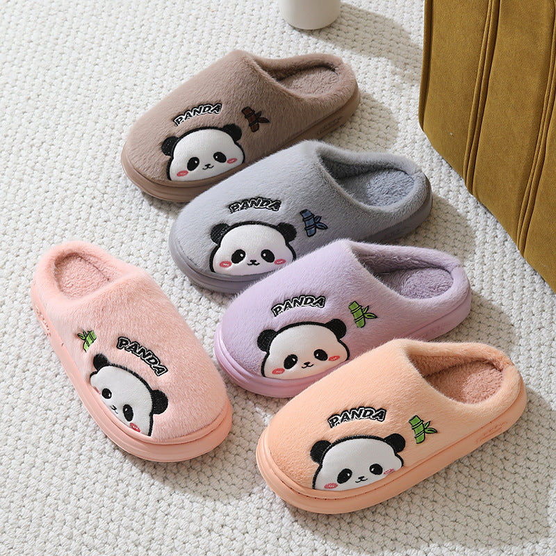 Panda Slippers for Women & Men - Cute Cartoon Plush Indoor House Shoes with Thick Anti-Slip EVA Sole
